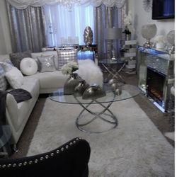 SILVER / Glass COFFEE TABLE 😍😍