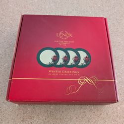 LIKE NEW LENOX WINTER GREETINGS DESSERT PLATES FOR SALE