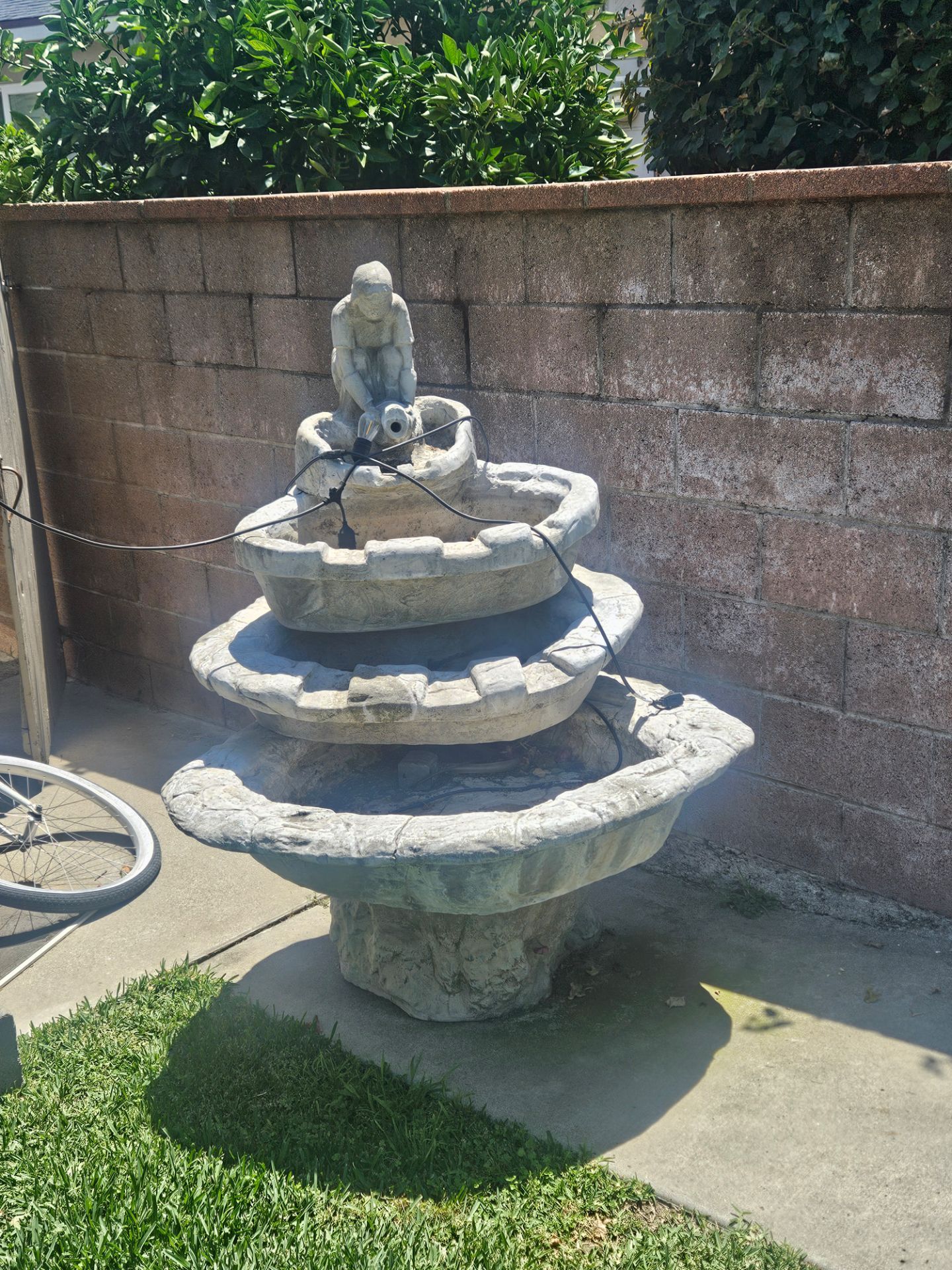 3 tier concrete fountain