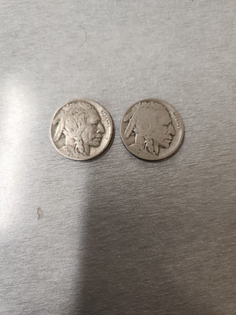 2 Twin Silver Bufflao Nickels 