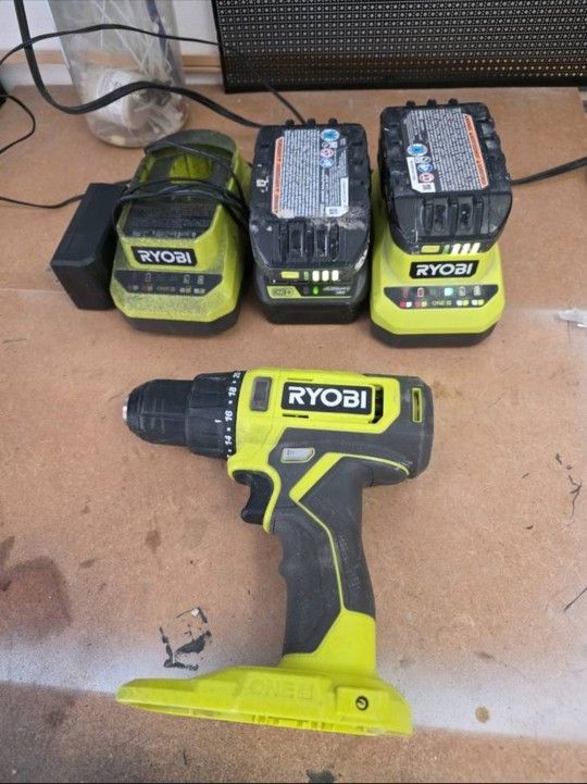 Ryobi Drill, Batteries, Chargers