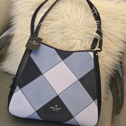 Kate Spade Leila Triple Medium Compartment Patchwork Suede Tote Purse