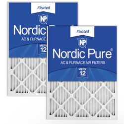 Nordic Pure 20x20x1 (Actual Size: 19 1/2 x 19 1/2 x 3/4) Pleated MERV 12 Air Filters 2 Pack