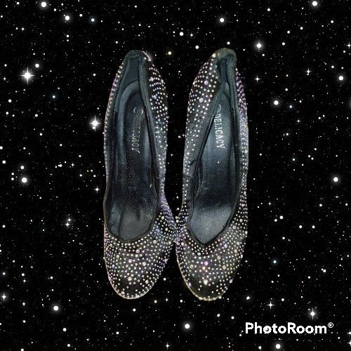 Women's Delacacy Black Platform High Heels Size 8.5