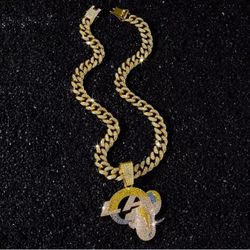 LA Rams Iced Out Cuban Link Chain with Pendant