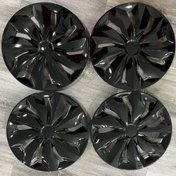 16" Wheel Covers fit R16 Tire & Steel Full Rim Snap On Hub Caps Set of 4 Black