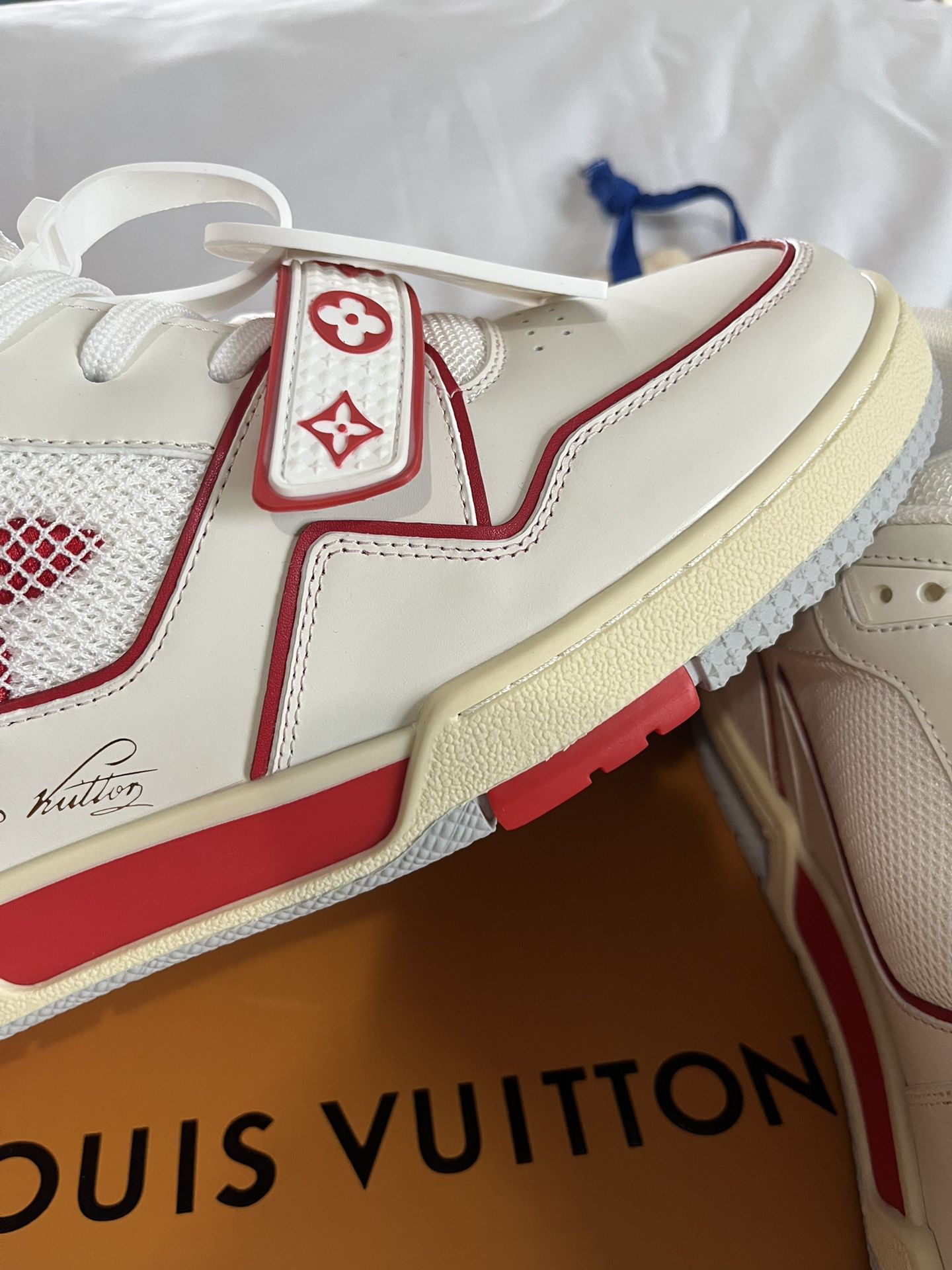 New Louis Vuitton RED/White Velcro strap Mono Trainer Sneakers (Euro 44 / men's 10-11) for Sale in Valley Stream, NY - OfferUp
