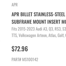 APR Billet Subframe Insert