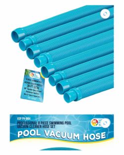 U.S. Pool Supply Professional 8 Piece Swimming Pool Vacuum Cleaner Hose Set, Teal - 40" Flexible Spiral Wound Connector Sections with 1.5" Male & Fema