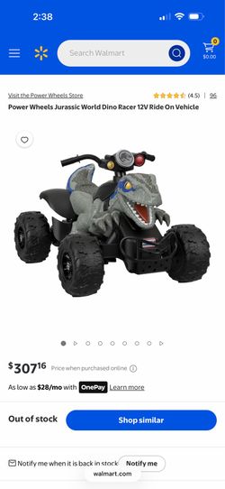 Power Wheels Jurassic World Dino Racer 12V Ride On Vehicle