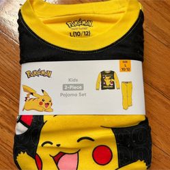 NWT Pokemon pikachuu kids 2pcs fleece pajama set size L 10/12