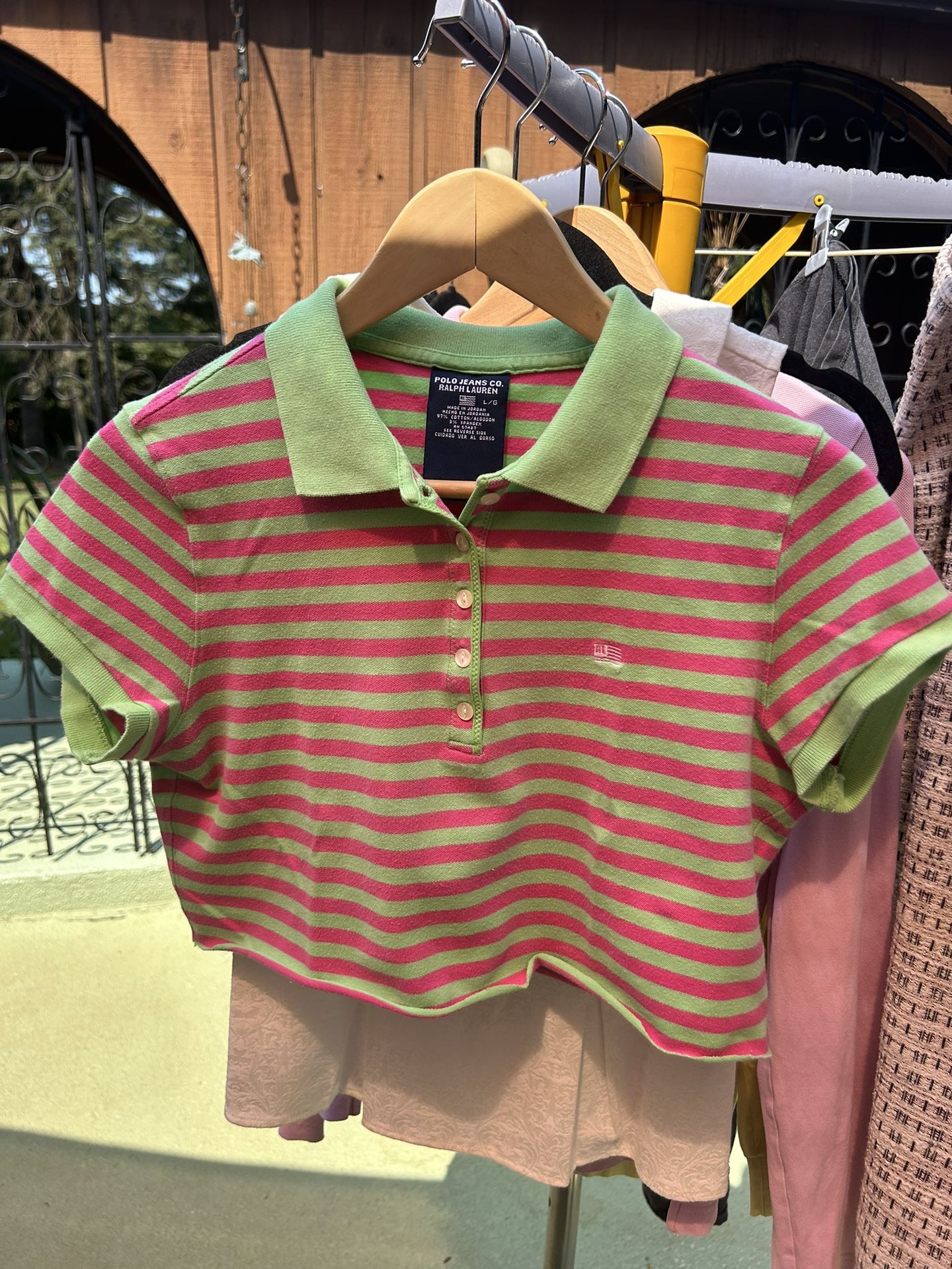 Polo Striped Crop Top Size Large Y2K
