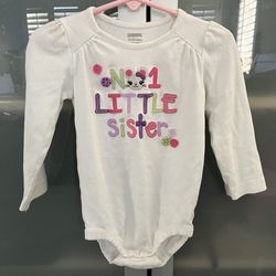 GYMBOREE Baby Girl 18-24m No 1 Little Sister Long Sleeve Bodysuit Mousing Around Hide and Seek 