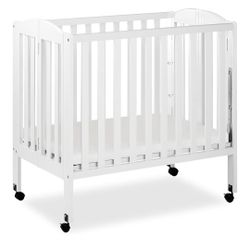 Dream On Me 3 in 1 Portable Folding Stationary Side Crib in White, 