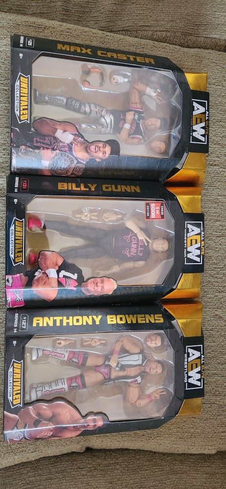 AEW Billy Gunn,  Max Caster, And Anthony Bowens Action Figures