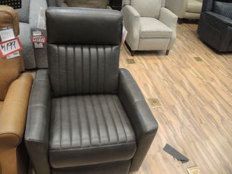 Leather Swivel Glider Recliner — Barcalounger (Smokey Gray)