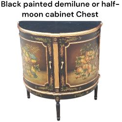 Beautiful painted Demilune half moon small corner chest Cabinet