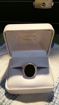 Silver men's onix ring