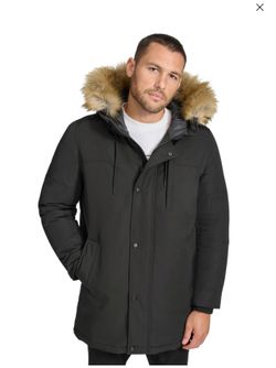 Calvin Klein Men's 2xl Long Parka with Faux-Fur Lined Hood