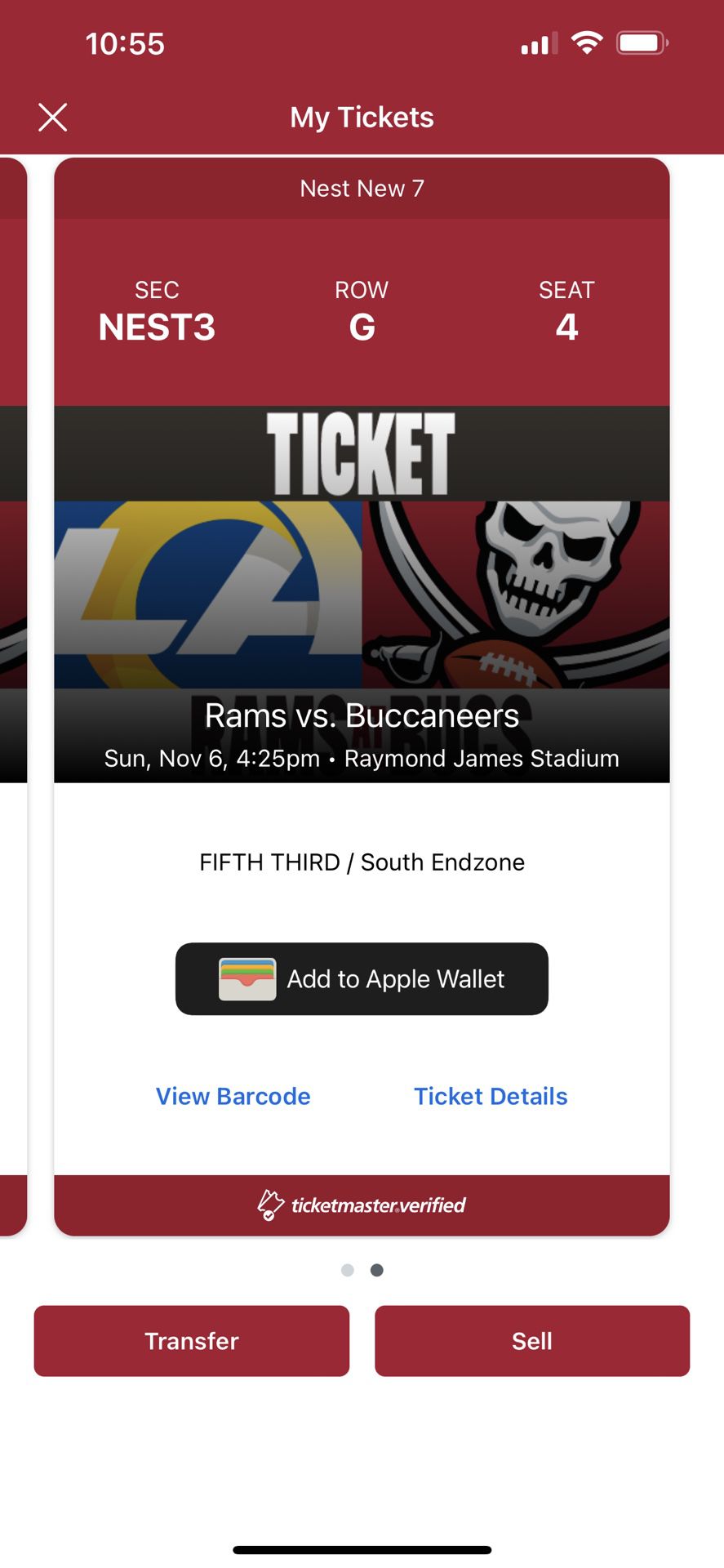 Bucs vs Rams Tickets - 2 Seats($250each)