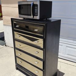 Dresser with Mirror Drawers + Microwave Oven