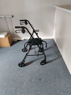 Black Four-Wheel Rollator Walker with Seat