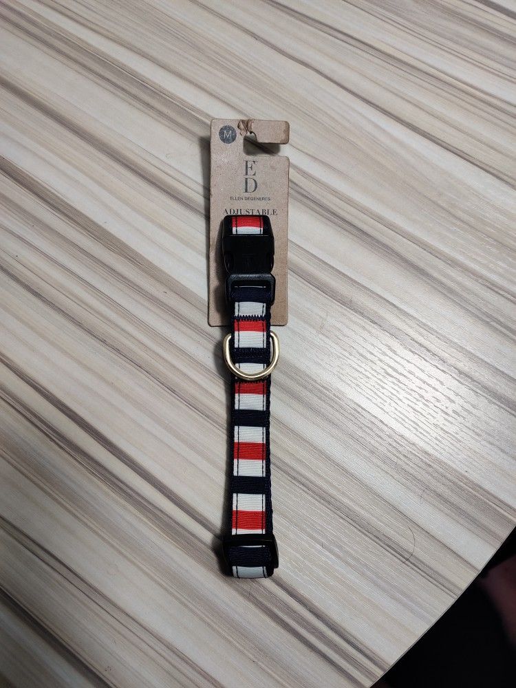 Ellen DeGeneres Patriotic Dog Collar 4th of July Striped