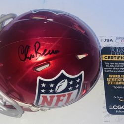 CHRIS BERMAN ANNOUNCER LEGEND SIGNED AUTOGRAPHED NFL MINI HELMET JSA COA RARE!