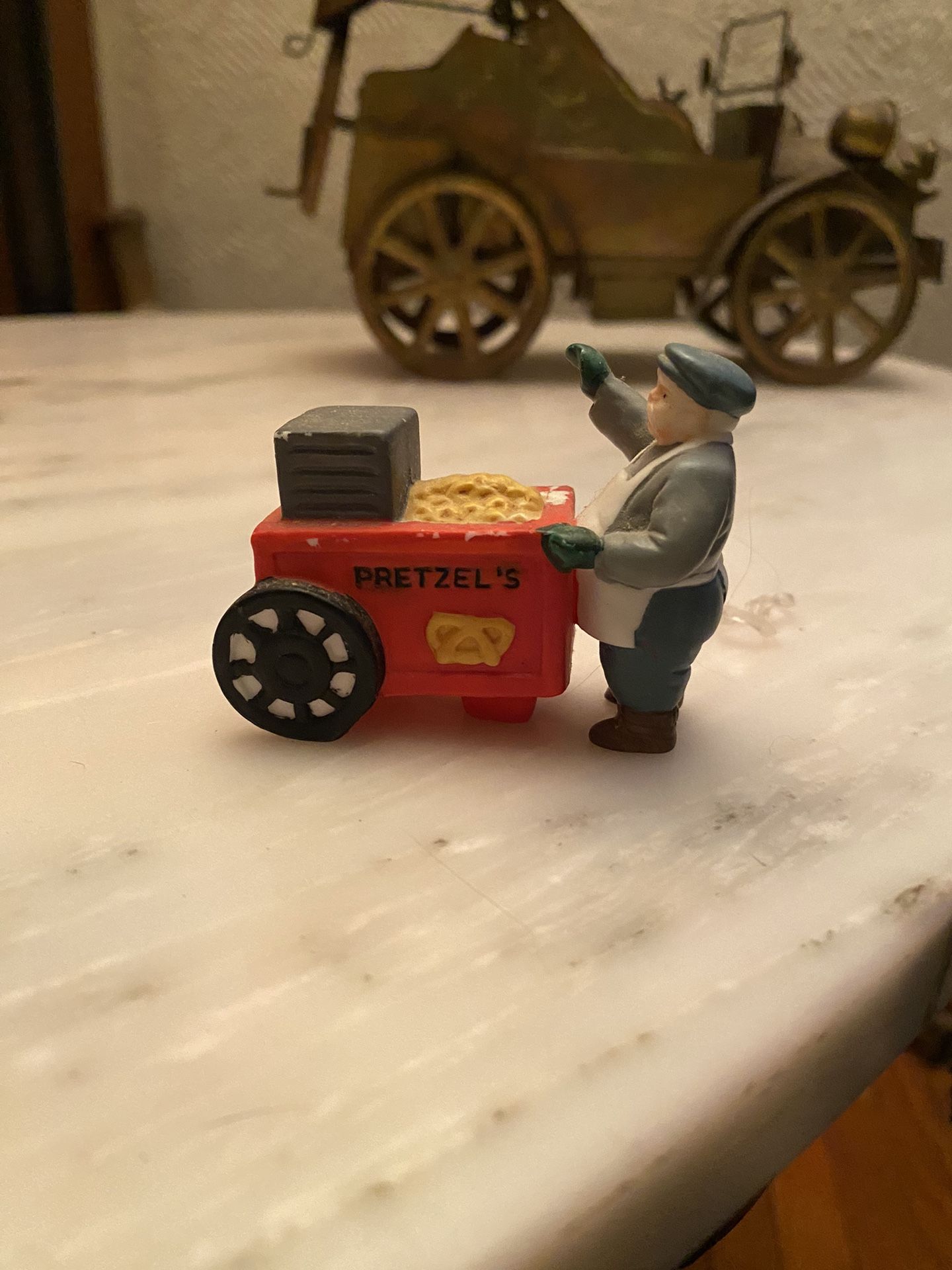 1987 Dept 56 Christmas in the City Pretzel Cart with Vendor 59650