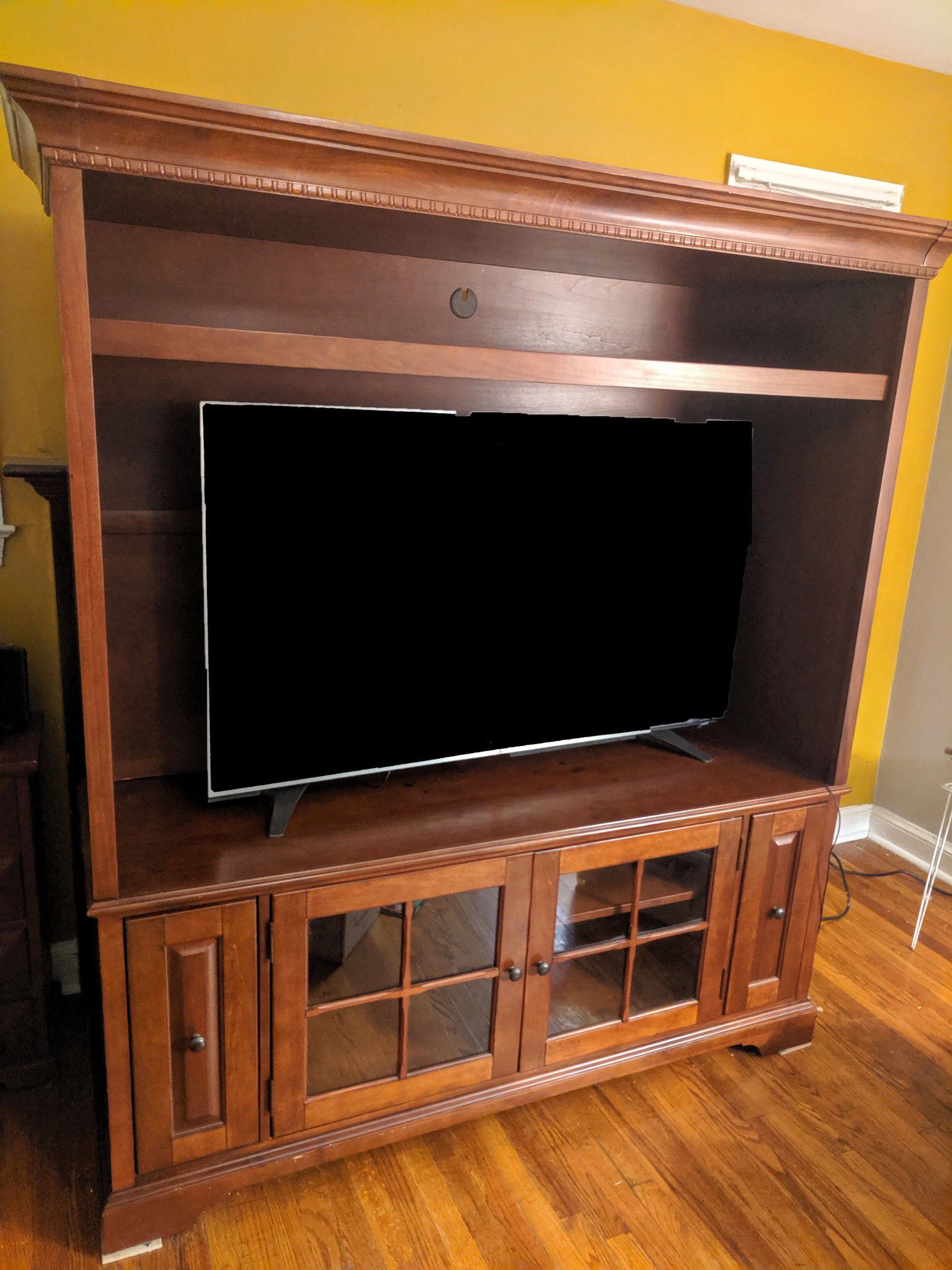 Reduced for the last time! $200–Solid Wood Entertainment Center
