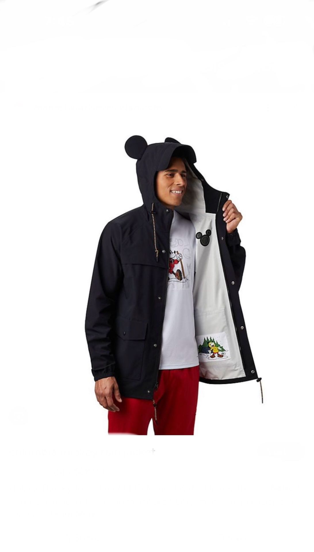 Columbia Unisex Adult Disney Ibex Rain Jacket, Black, Mickey Ears, Size Small, Full-Zip & Snap-Buttons, NWT, Great Gift 🎁 