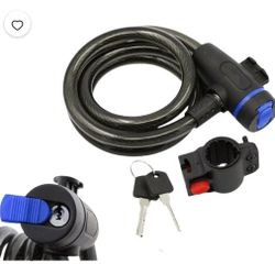 Bicycle Cable Lock Bike Lock Heavy Duty 80mm x 120mm Anti Theft with keys Black