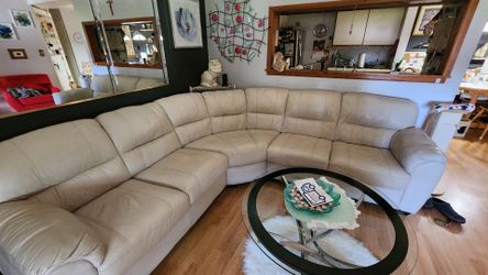 leather couch- white