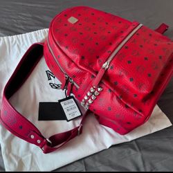 Brand NEW MCM Stark Side Studs Backpack in Visetos red with tags Never used 