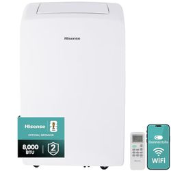 Hisense Air Conditioning Unit 8000 BTU DOE 115-Volt Vented Medium Room Smart Portable Air Conditioner Remote Included