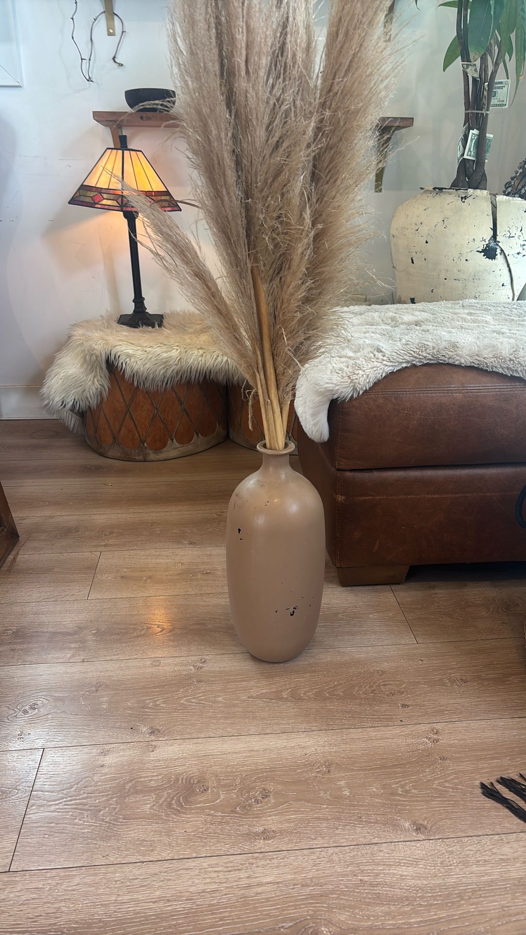 Vase Base With Dried Pampas Grass