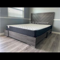 King Grey Alpine Platform Bed With Ortho Mattress Included!!