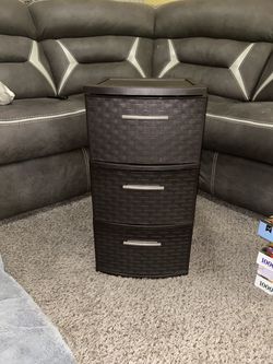 3-Drawer Plastic Storage Tower Dark Brown