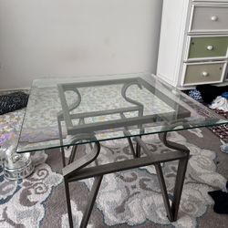 Glass And Metal Side Table 