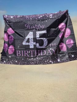 Happy 45th Birthday Party Banner