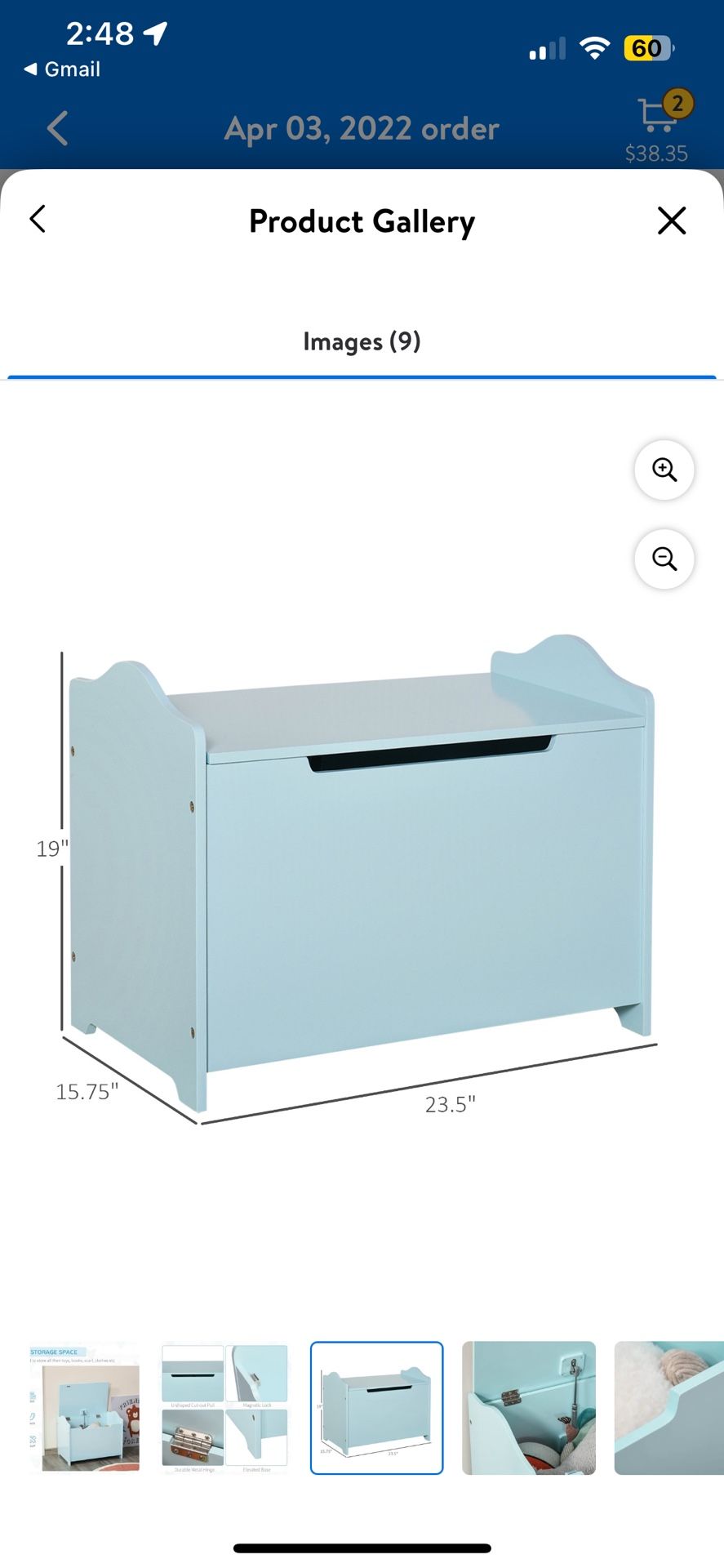 Qaba Kids Toy Chest Wooden Toy Storage Organizer Chest Box with Magnetic Hinge, Large Storage Space, & Groove Handle, Blue