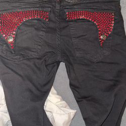 Robin Jeans Black With Red Stones