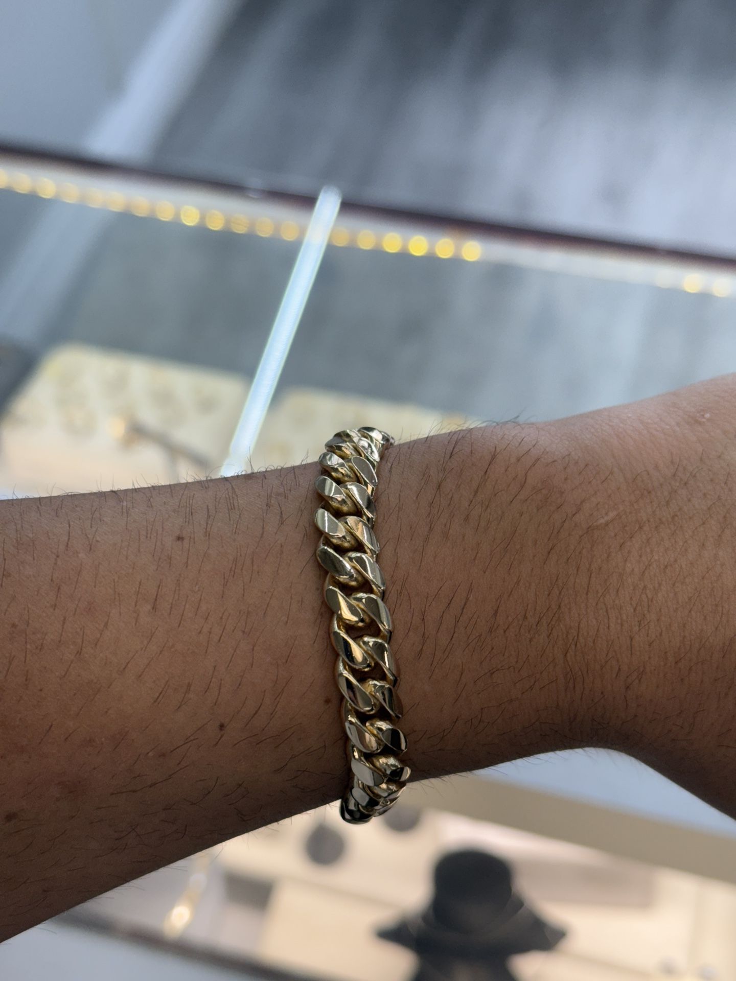 10MM 14Kt Gold Over Silver Cuban Link Bracelet 