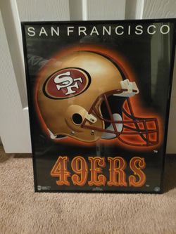 Vintage 28 Years Old San Francisco 49ers Framed  Poster Helmet 1996 