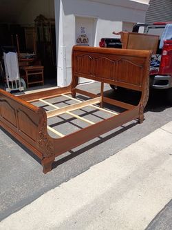 Luxury Vintage KING bed with ornate wood detail-Heirloom quality
