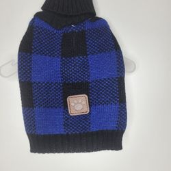Blue & Black Plaid Puppy Sweater 