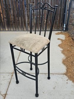 Tall Black/Tan Padded Metal Chair/Stool