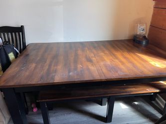 Farm table with 2 benches & 2 chairs