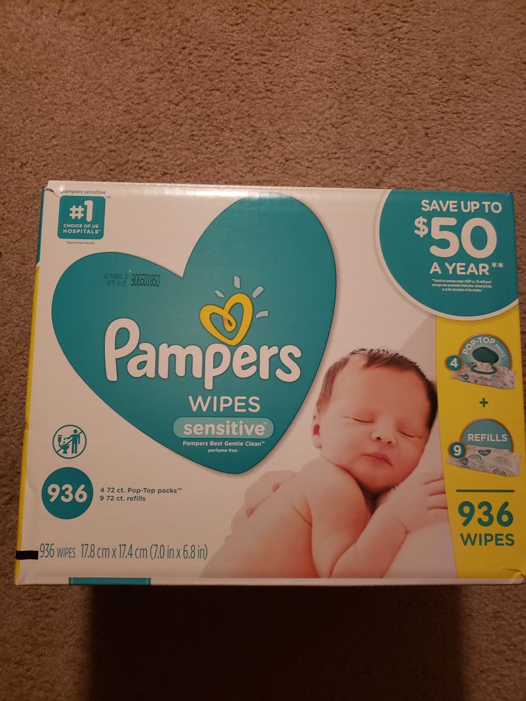 Brand new box of Pampers wipes