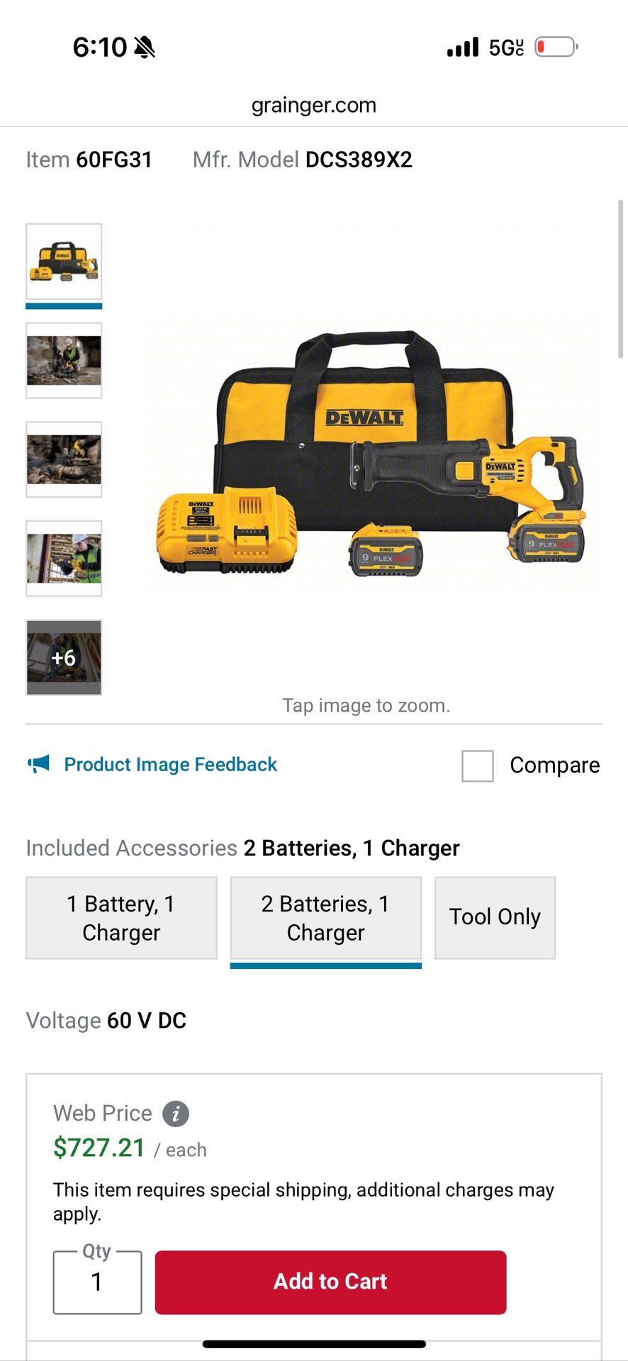 Dewalt 60v Sawzall (Brand New)